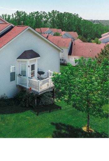 Aerial view of end unit balcony